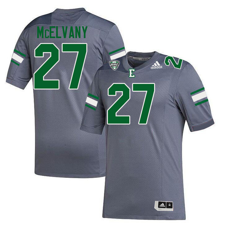 Eastern Michigan Eagles #27 Cole McElvany College Football Jerseys Stitched-Grey